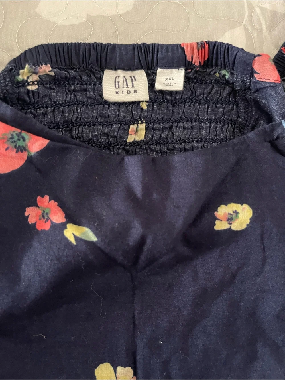 GAP Navy Floral Smocked Waist Top